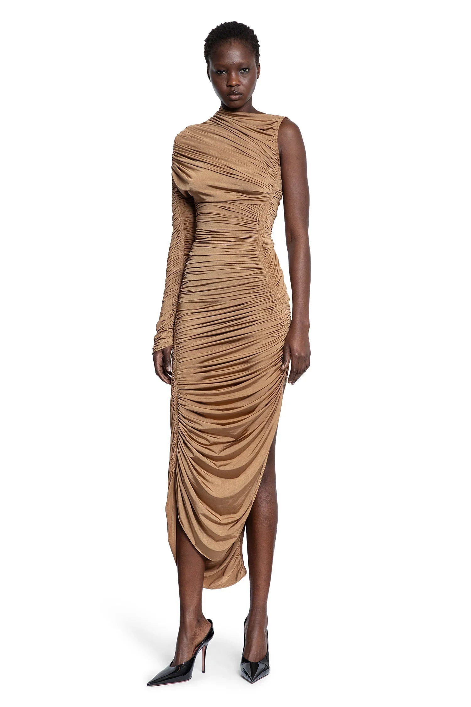 Asymmetrical-Pierced-Ruched-Dress - 1