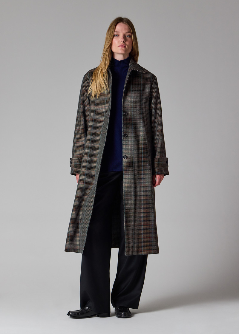 Women's Brown Multi-Houndstooth Wool-Blend Coat 12