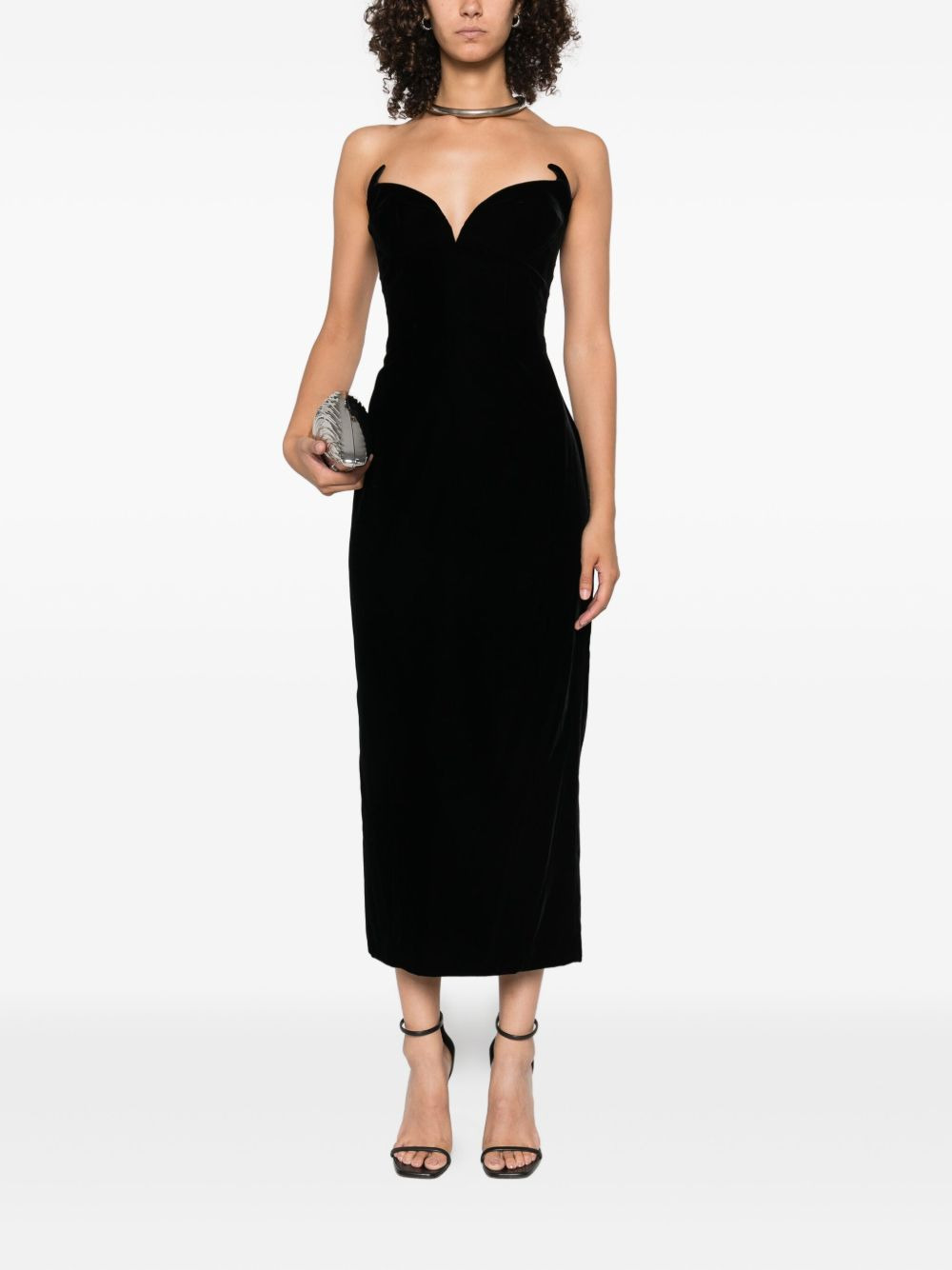 Signature sweetheart-neckline velvet dress - 2