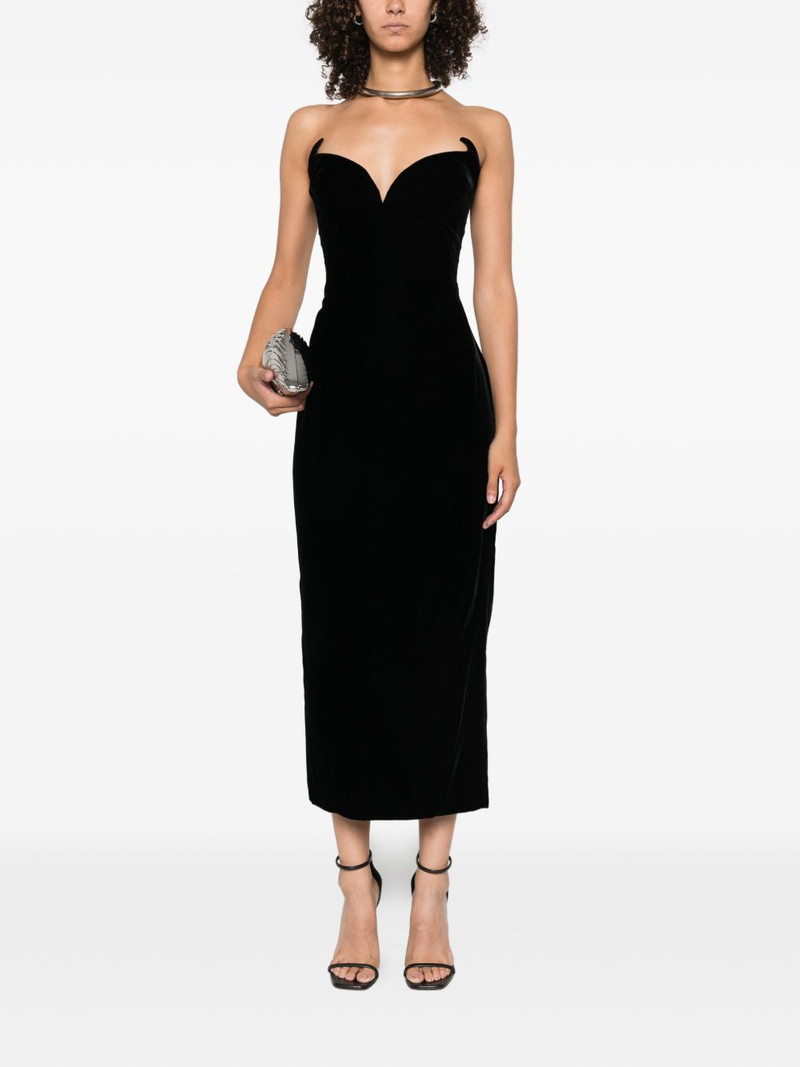 MUGLER Signature sweetheart-neckline velvet dress outlook