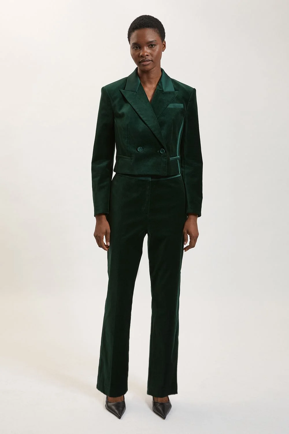 Harper's Bazaar Velvet and Satin Mix Slim Leg Trouser - 1