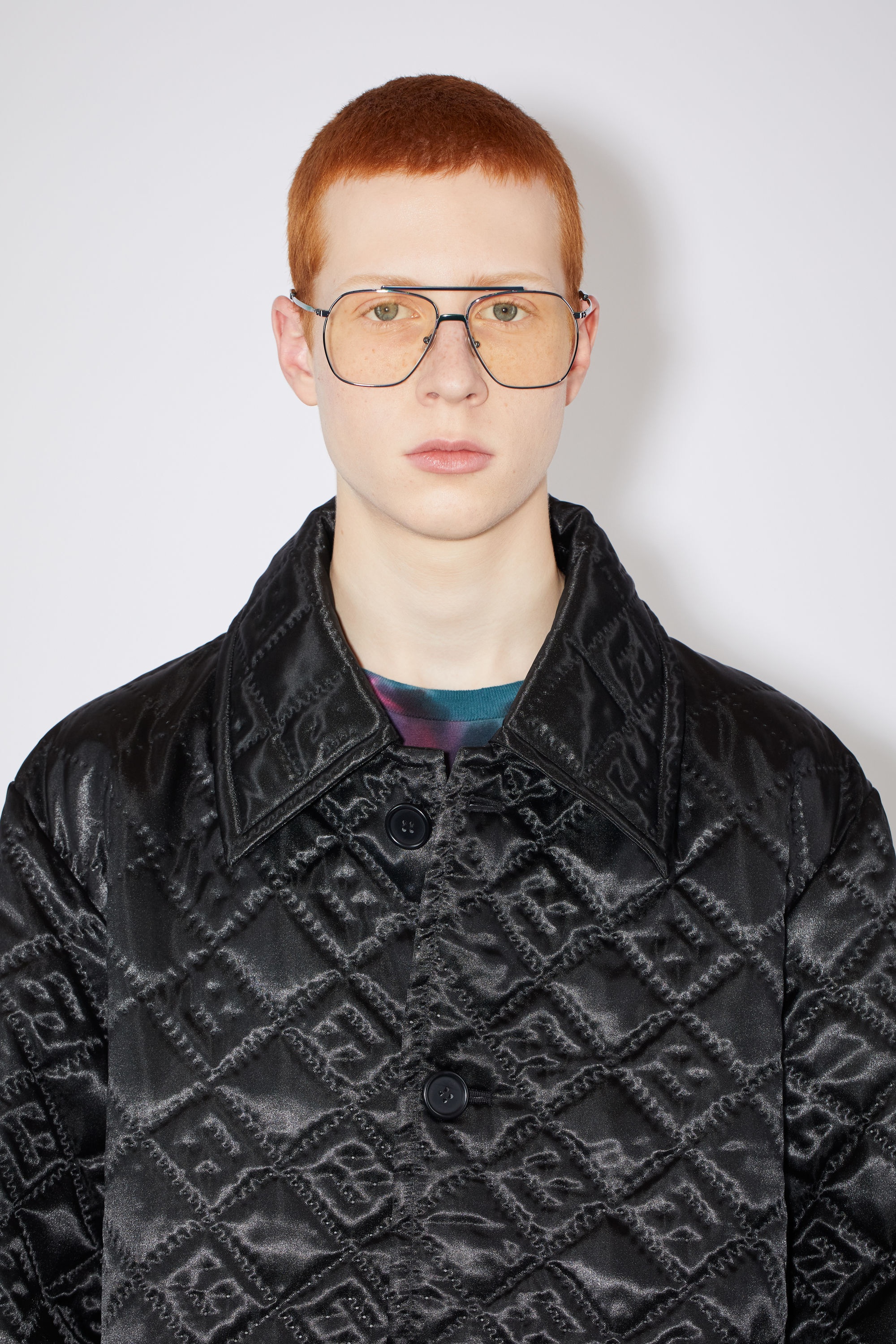 Quilted satin coat - Black - 6