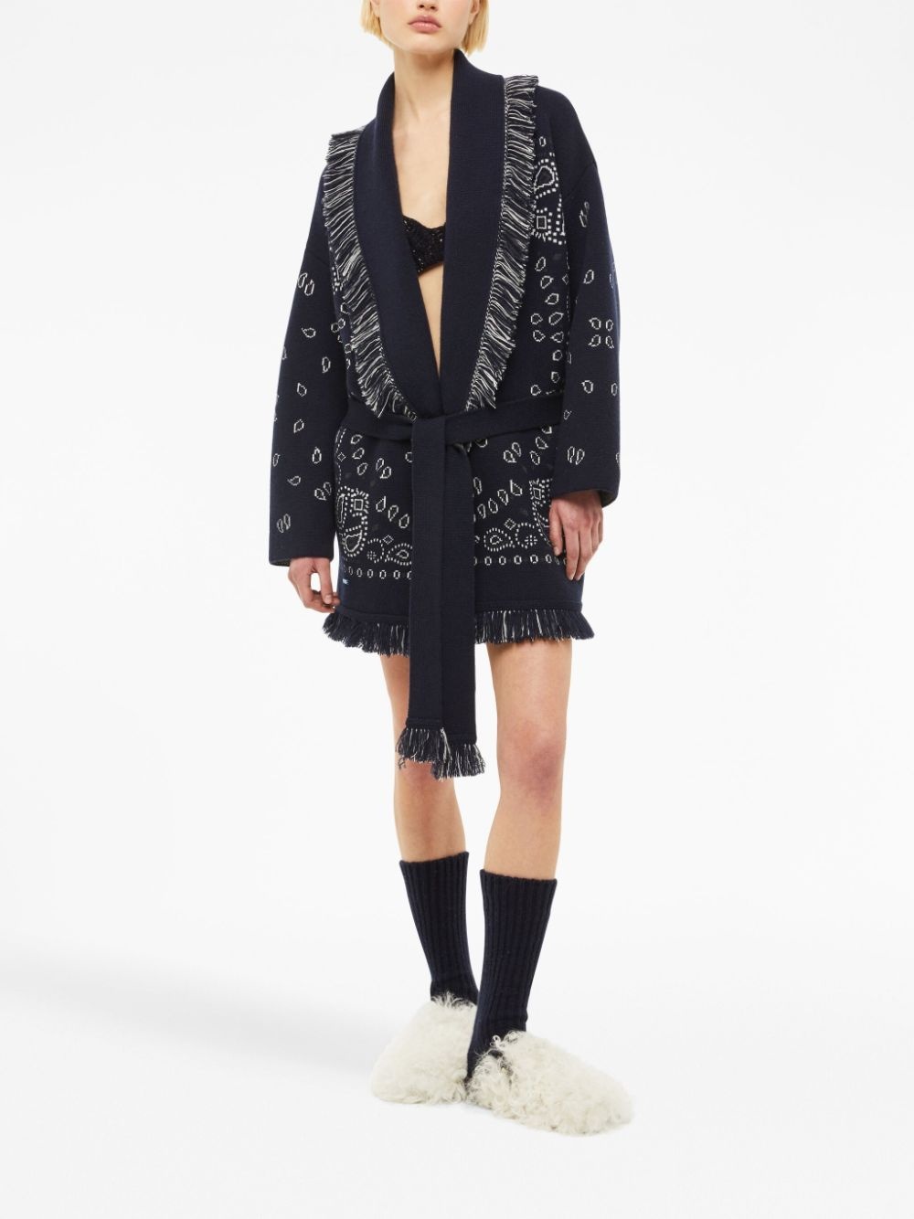 Bandana jacquard cashmere cardigan - 6