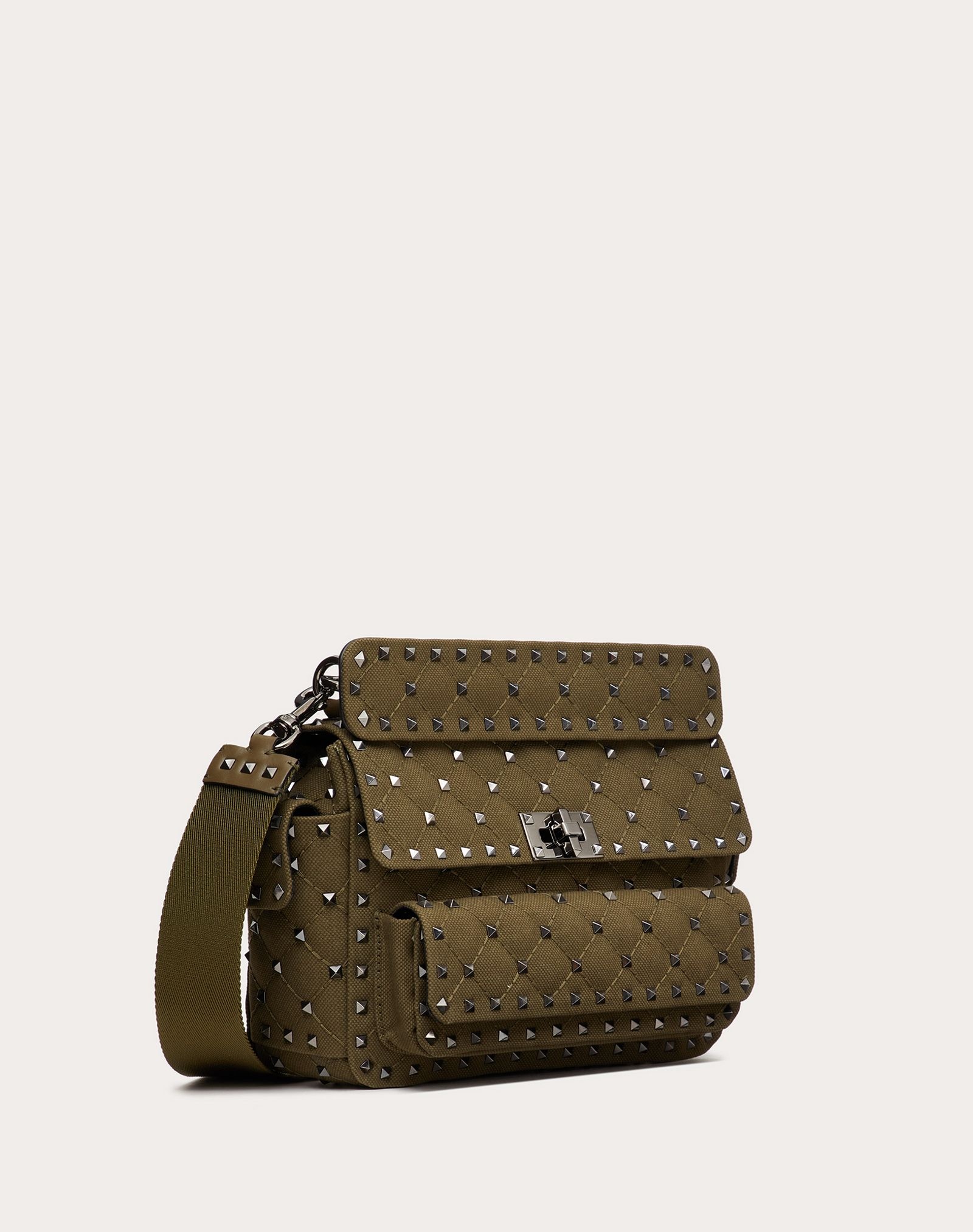 Medium Rockstud Spike Canvas Bag with Pockets - 2