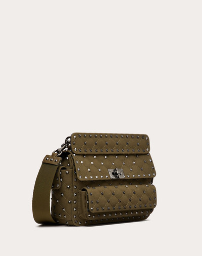 Valentino Medium Rockstud Spike Canvas Bag with Pockets outlook