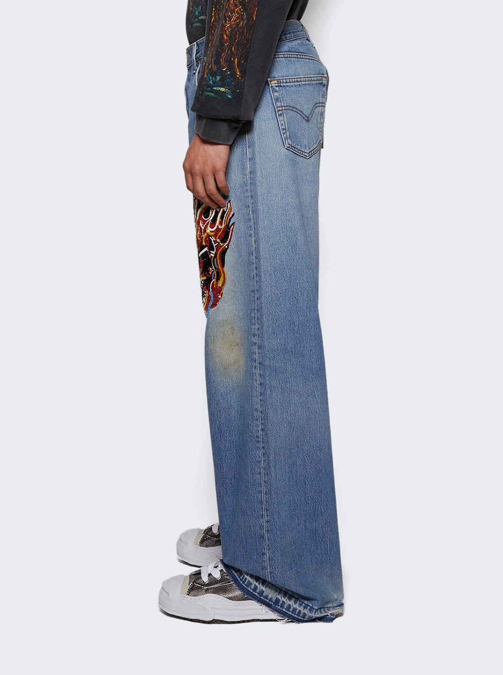 Sham Hand Beaded Double Wide Jeans Indigo - 3