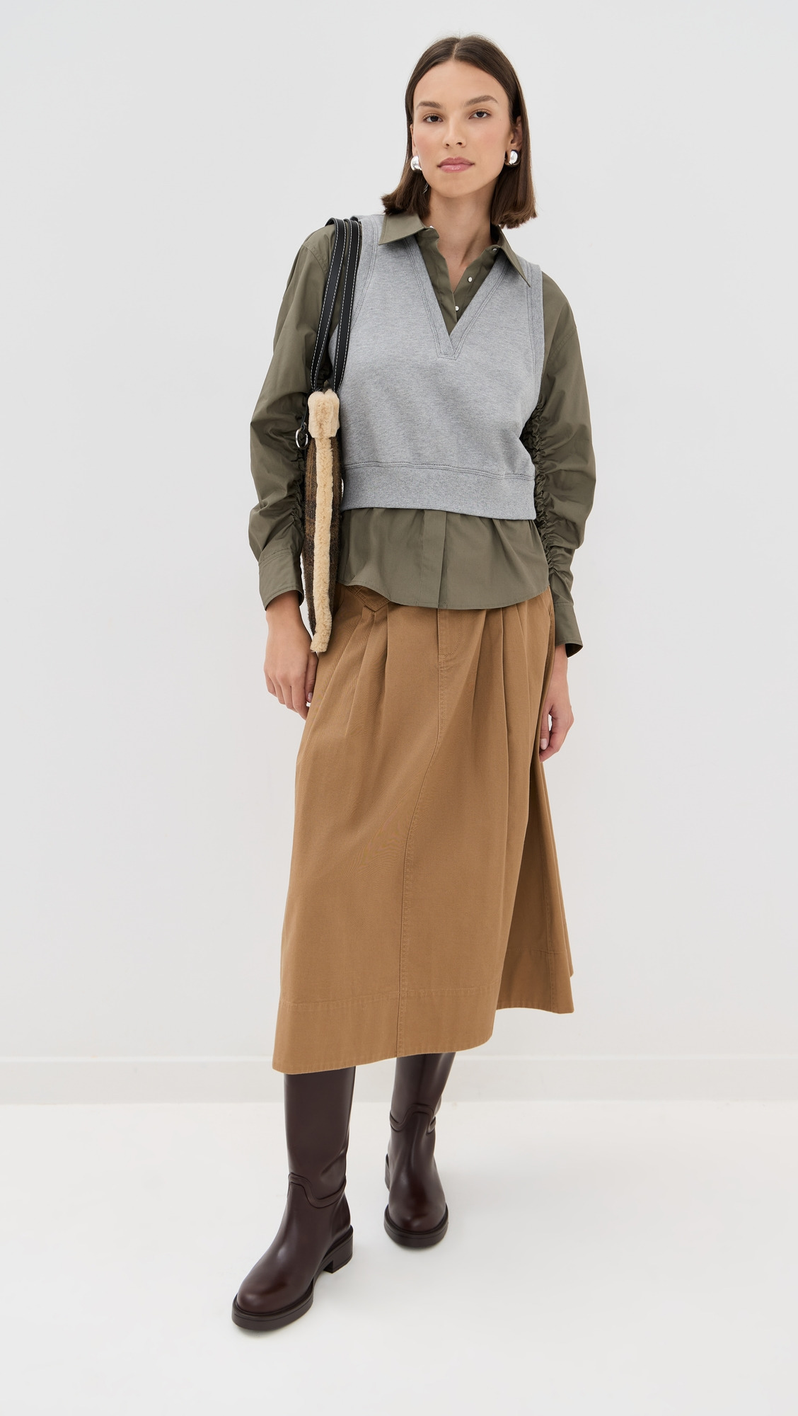 Ruched Shirt with Combo Vest - 4