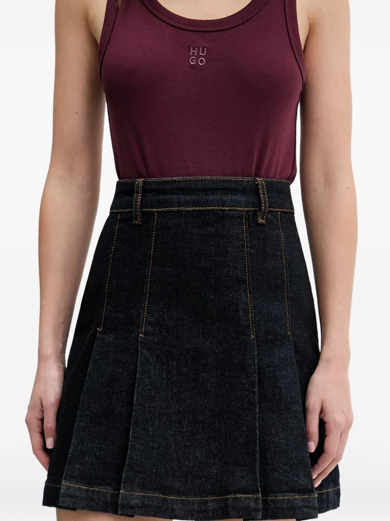 HUGO Gerelise pleated denim mini skirt outlook