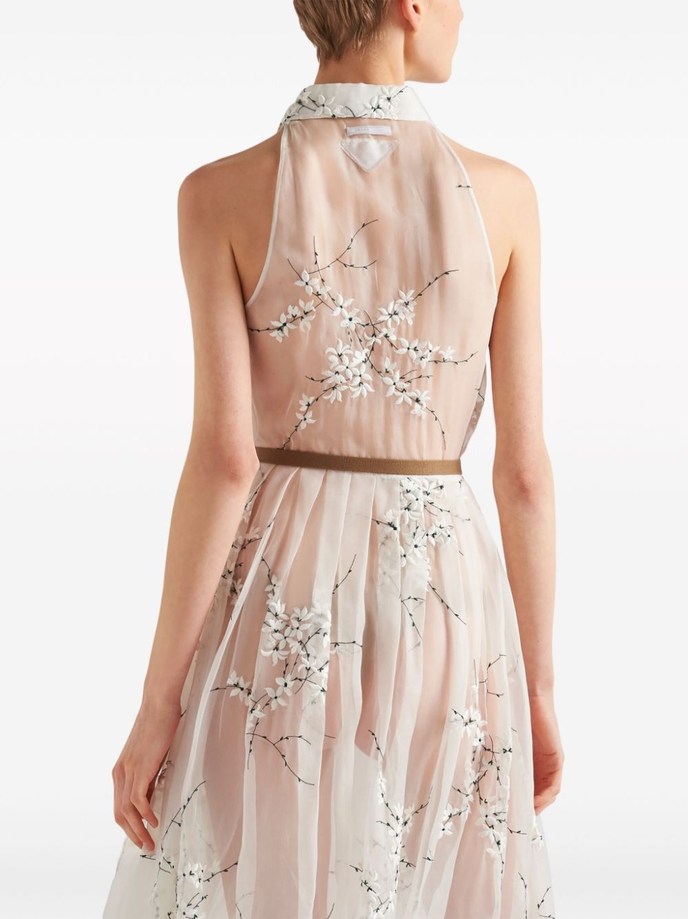 floral-embroidered silk midi dress - 4