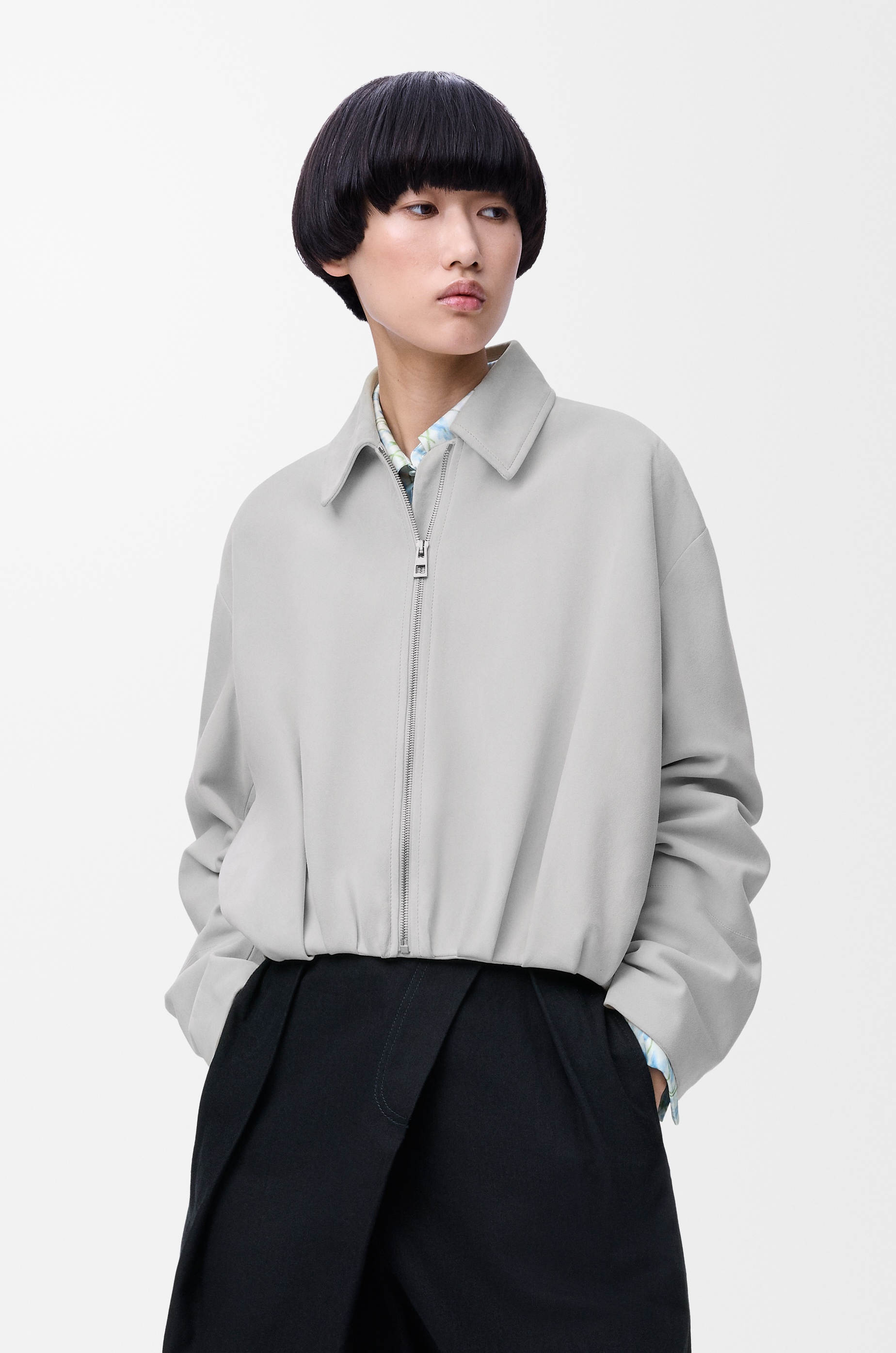 Draped jacket in suede goatskin - 3