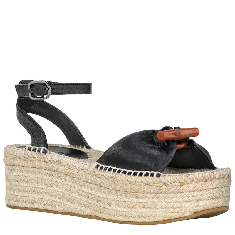 Longchamp Roseau Wedge espadrilles Black - Leather outlook