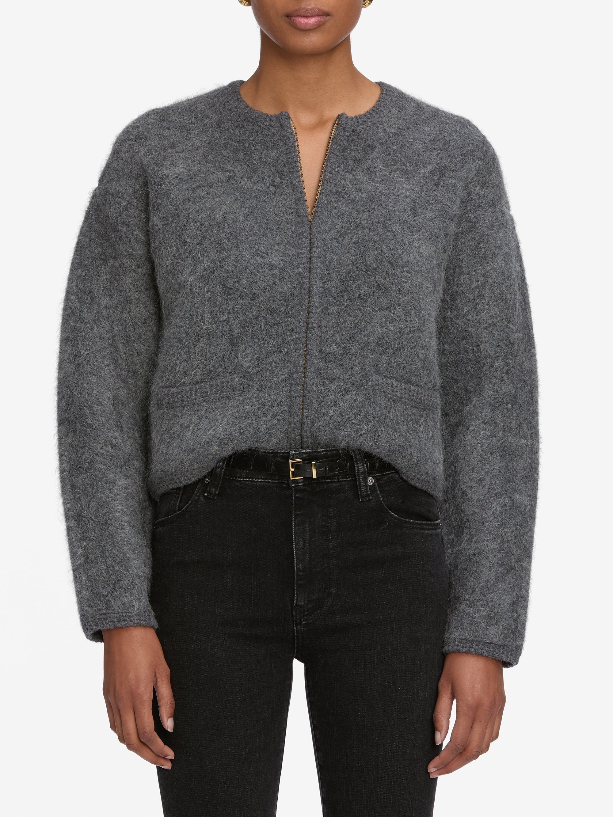 The Lofty Crochet Cardi in Dark Heather Grey - 3