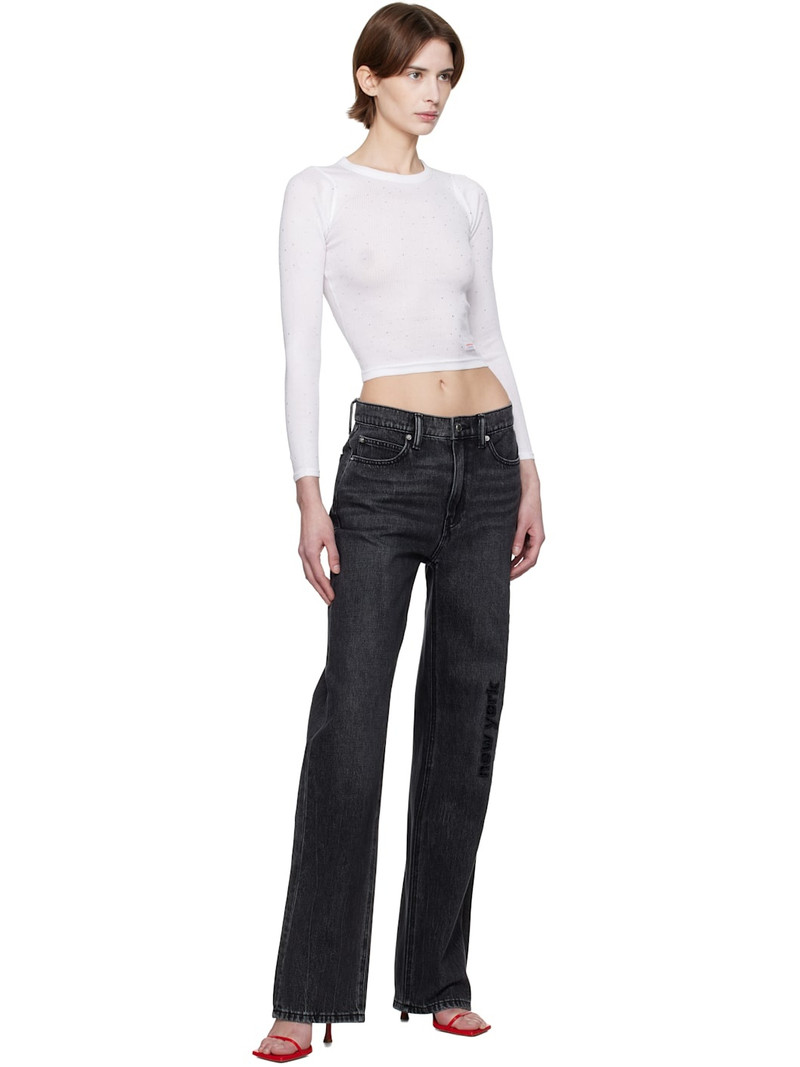Alexander Wang White Crystal Hotfix Long Sleeve Crewneck T-shirt outlook