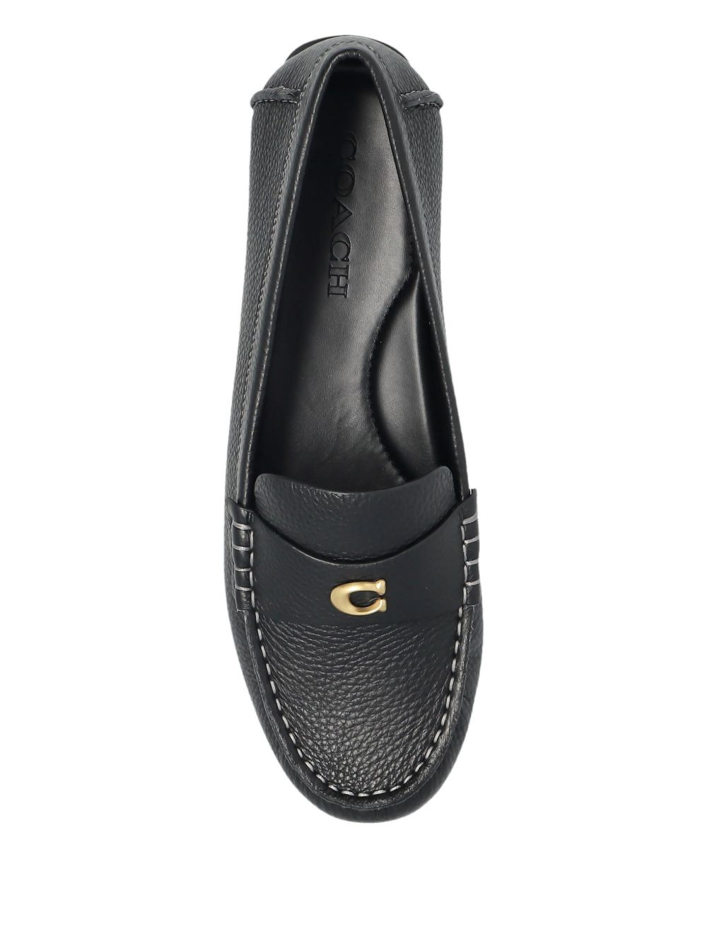 logo-detail leather loafers - 4