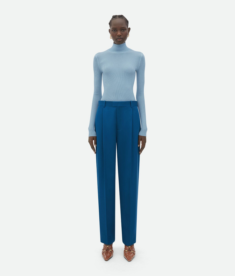 Wool Gabardine Wide Leg Pants - 1