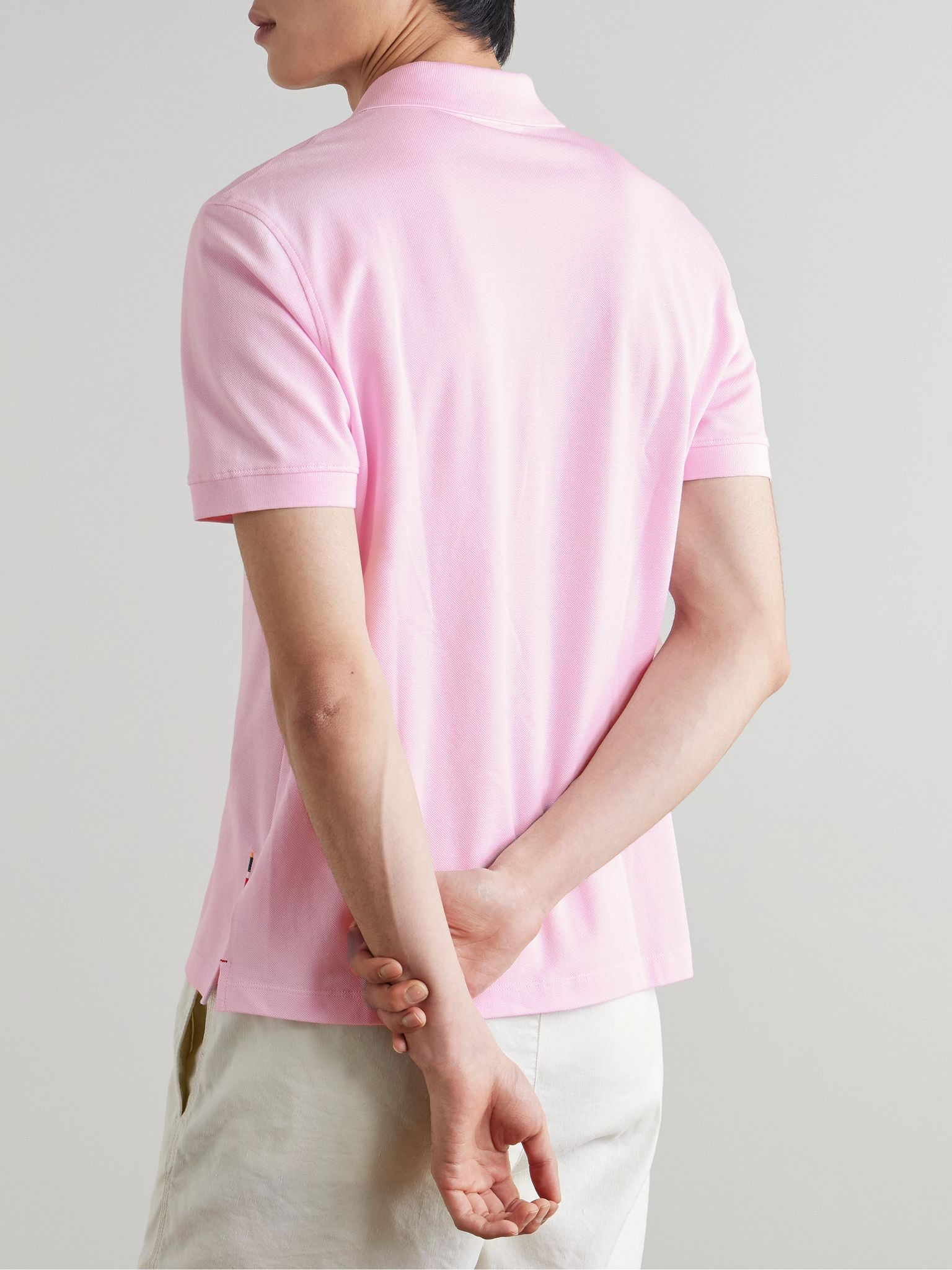 Bruno Slim-Fit Organic Cotton-Piqué Polo Shirt Pink - 3