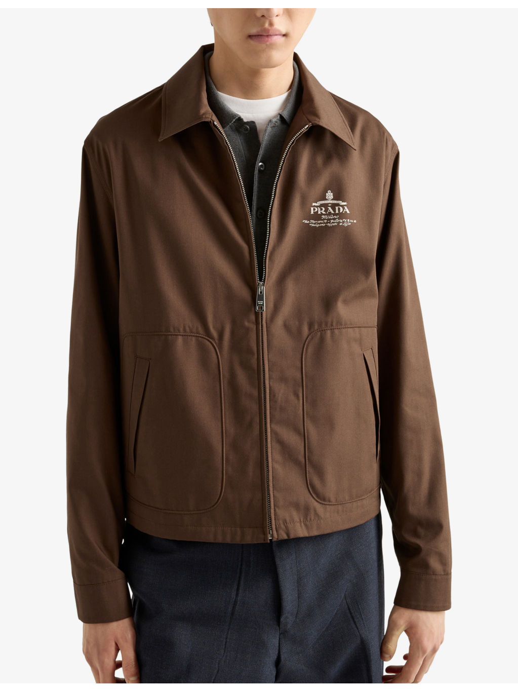 Branded-print side-pocket woven jacket - 3