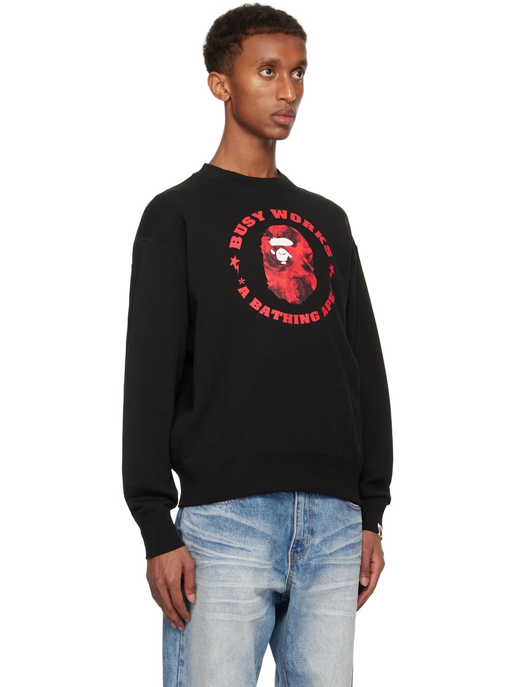 Black Floral Solid Camo Busy Works Sweatshirt - 2