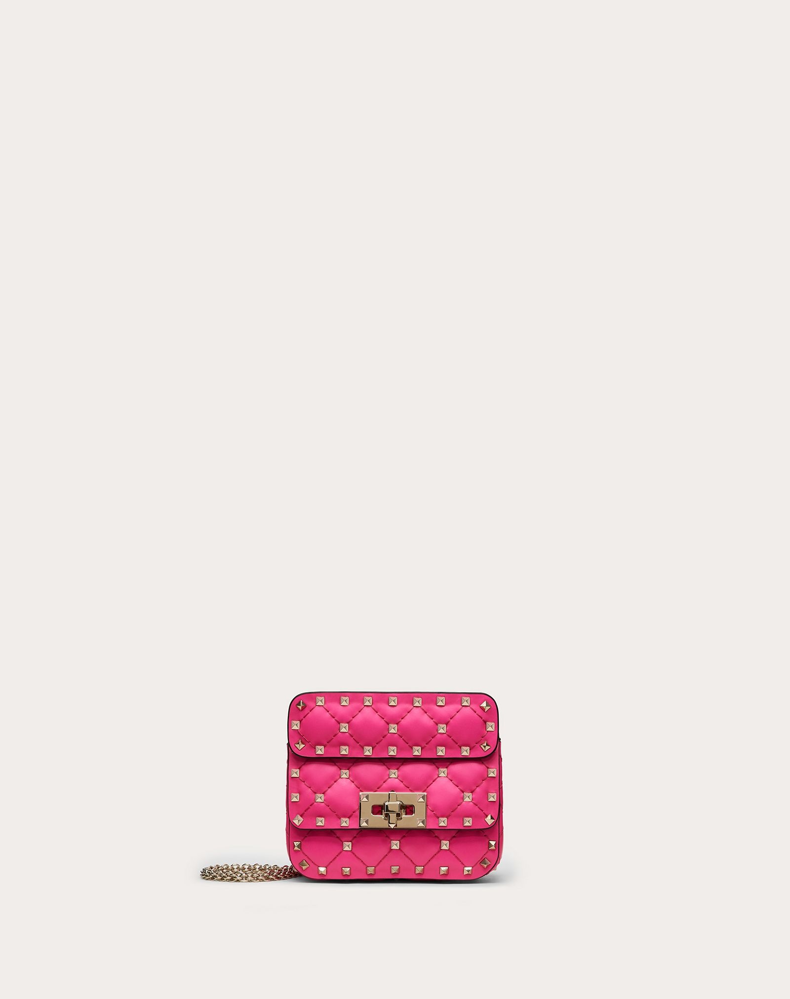 Micro Rockstud Spike fluo calfskin leather bag - 1