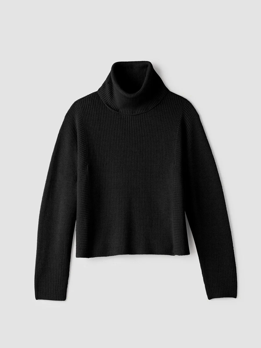 Italian Merino Turtleneck Top in Regenerative Wool - 1