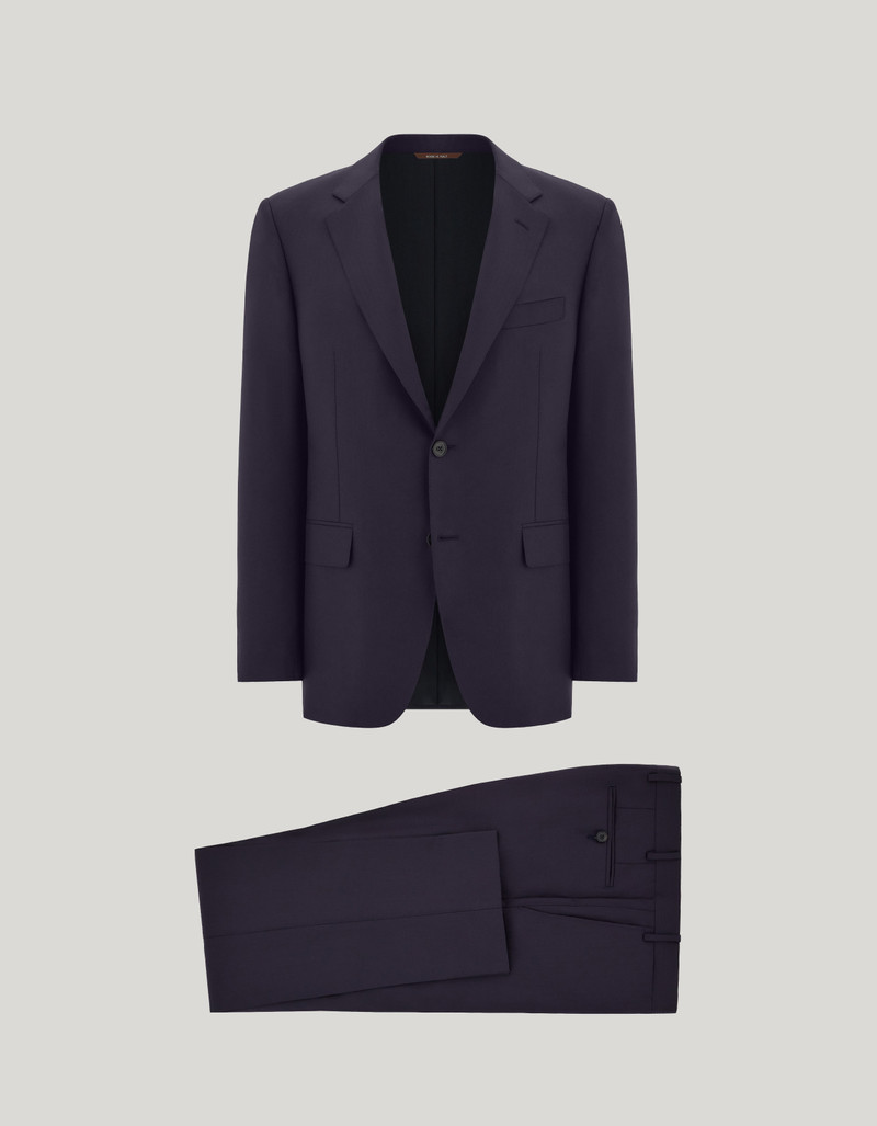 LIGHT BLUE DENIM-EFFECT WOOL REGULAR-FIT SUIT 91