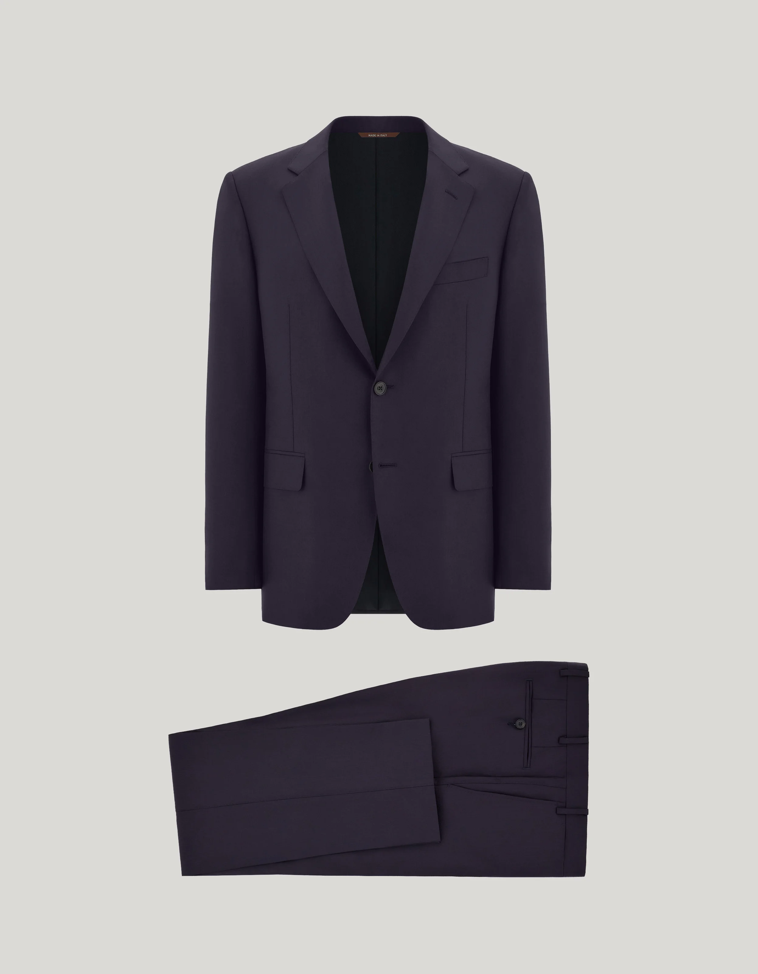 NAVY BLUE 160'S WOOL REGULAR-FIT SUIT WITH HERRINGBONE PATTERN - 1