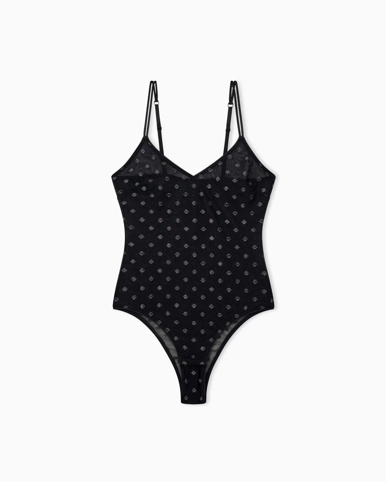 UNPADDED BODY IN A SHEER GLITTER DOT MESH WITH THIN STRAPS - 1