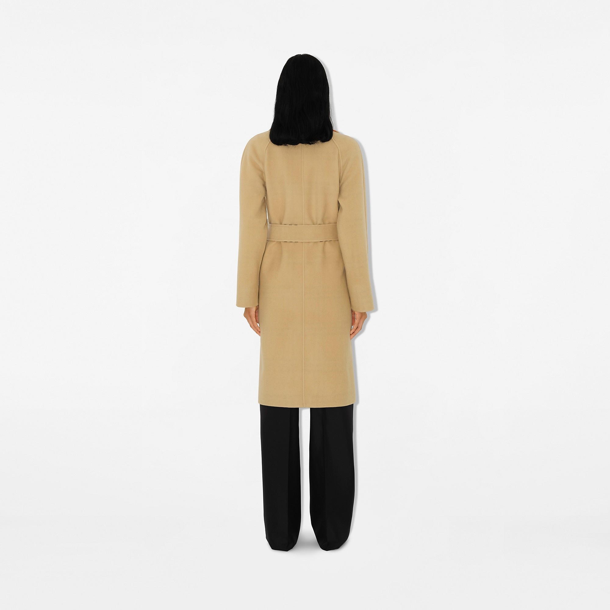 Long Reversible Check Wool Car Coat - 4