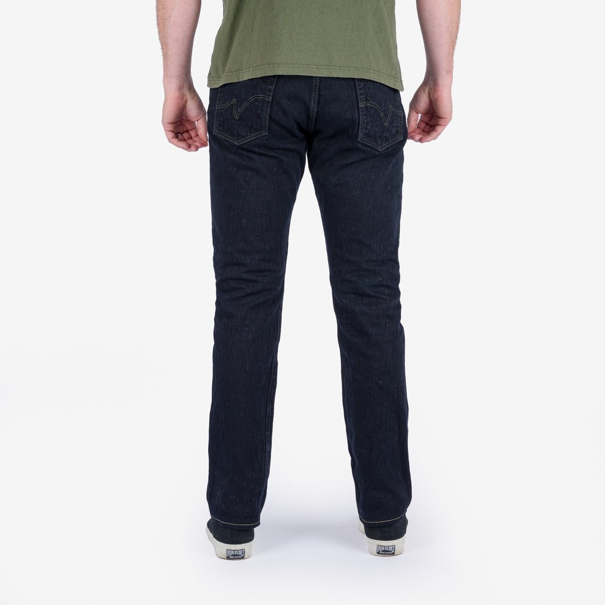 IH-888S-SLBod 16oz Slubby Selvedge Denim Relaxed Tapered Cut Jeans - Indigo Overdyed Black - 3