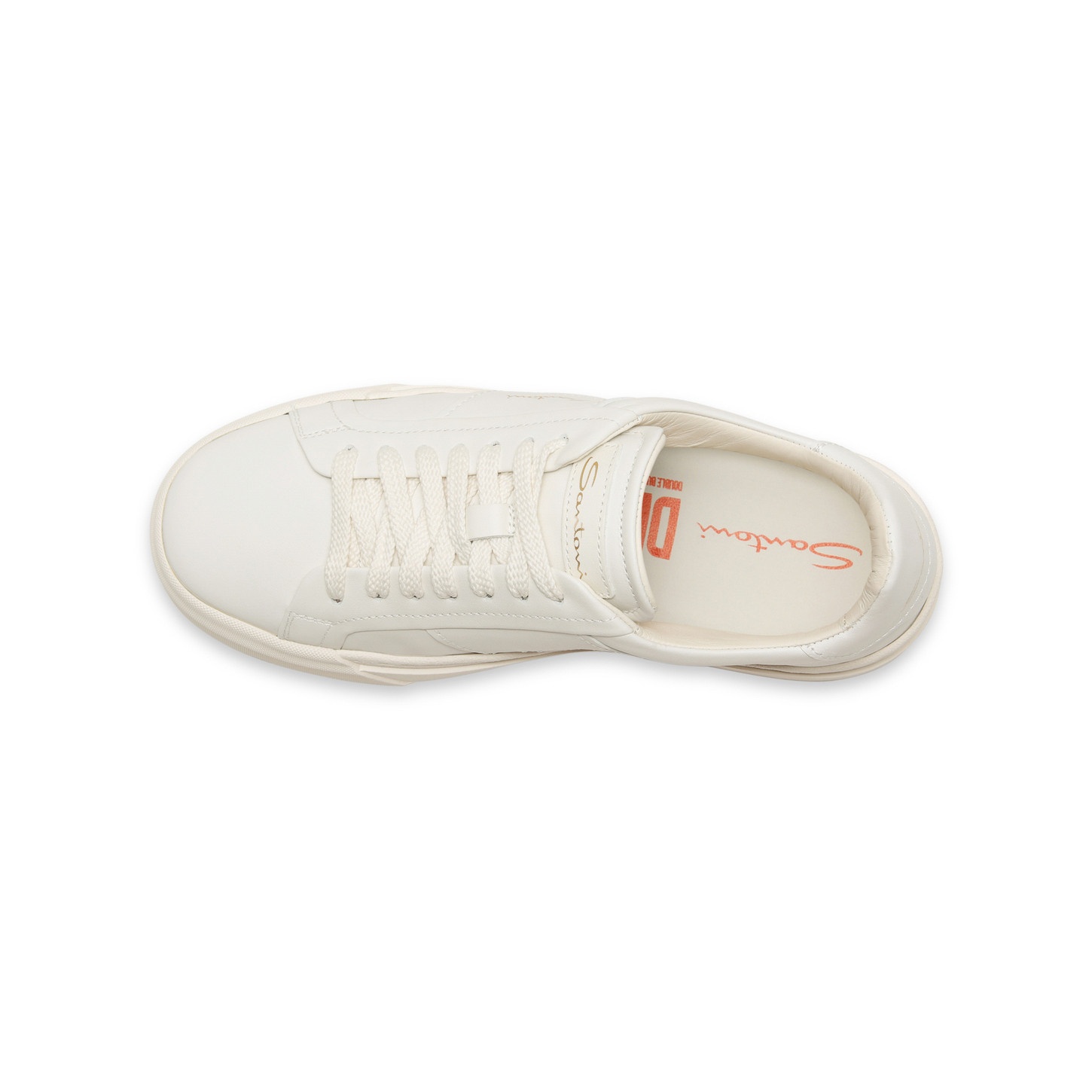 Women’s white leather double buckle sneaker - 5