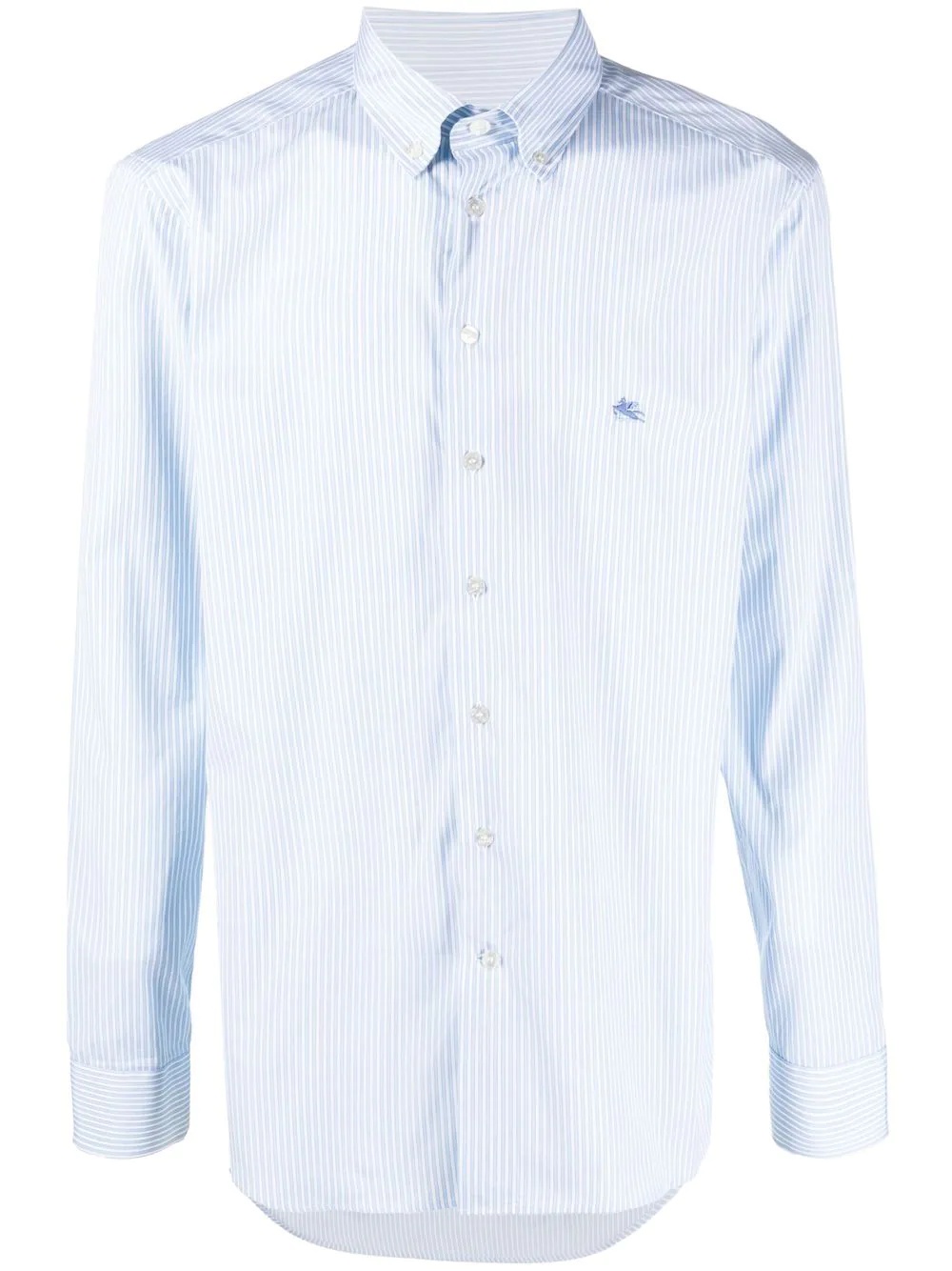 embroidered-logo striped shirt - 1