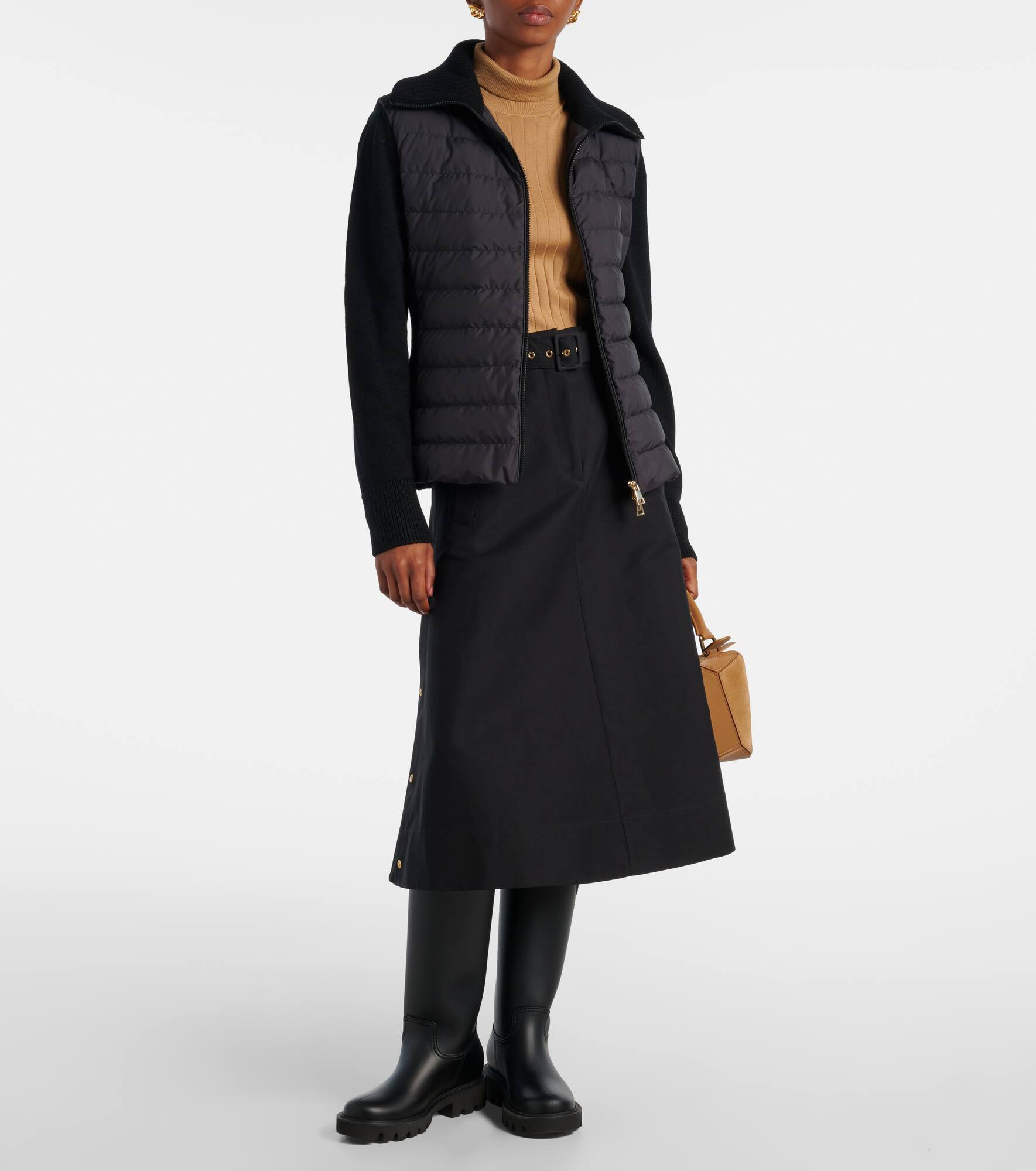 Down-paneled virgin wool cardigan - 2