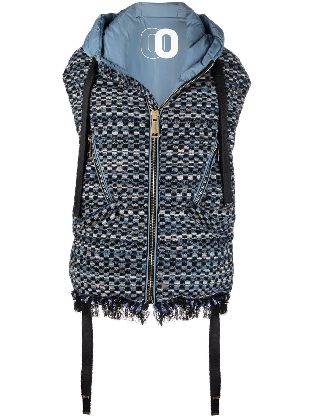 knitted-panel hooded gilet - 1