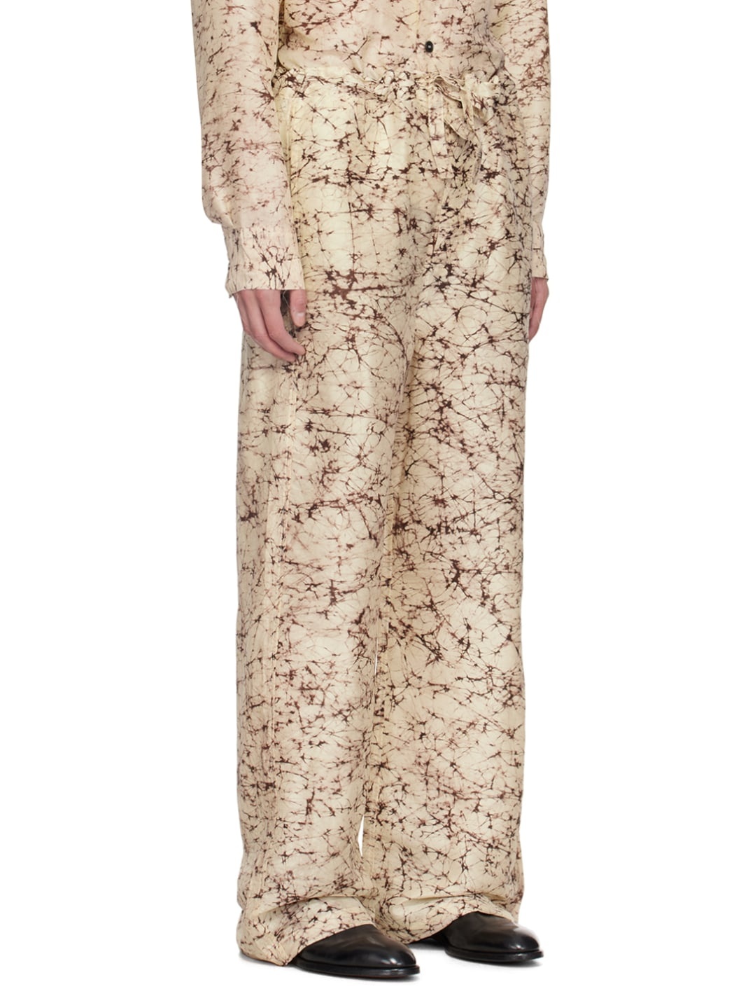 Beige Printed Trousers - 2