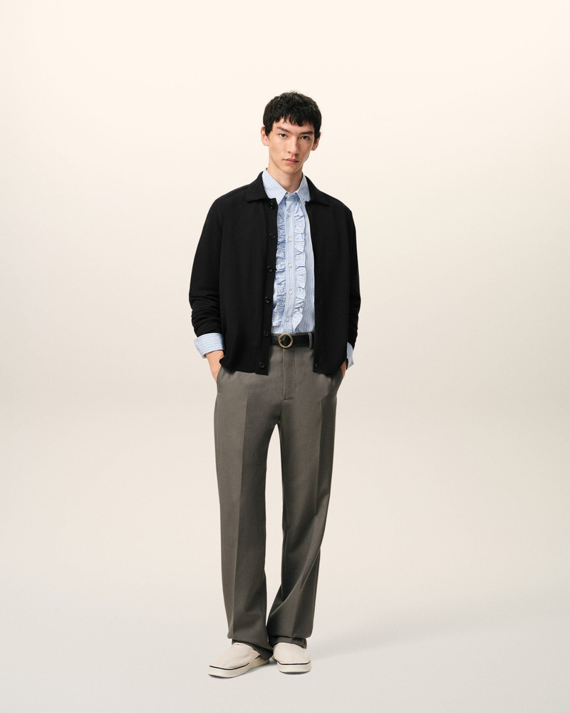 AMI Paris BLACK WOOL SHIRT COLLAR AMI DE COEUR CARDIGAN outlook