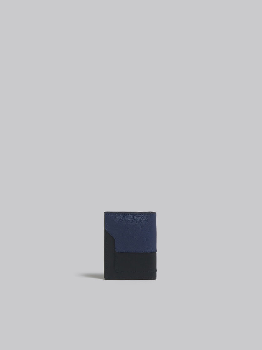BLACK AND BLUE SAFFIANO LEATHER BIFOLD CARD CASE - 3