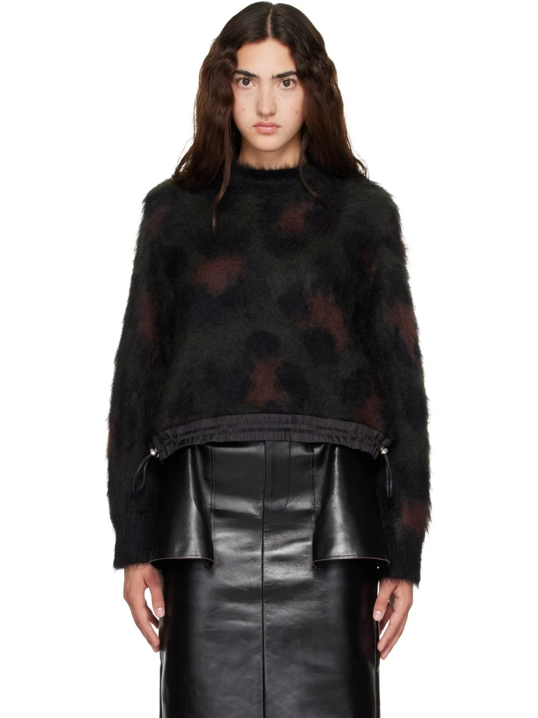 Green Leopard Mohair Knit Pullover Sweater - 1