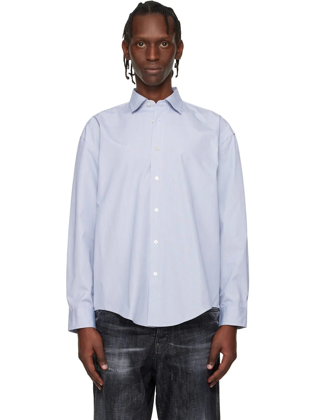 Navy Striped Relaxed-Fit Shirt - 1