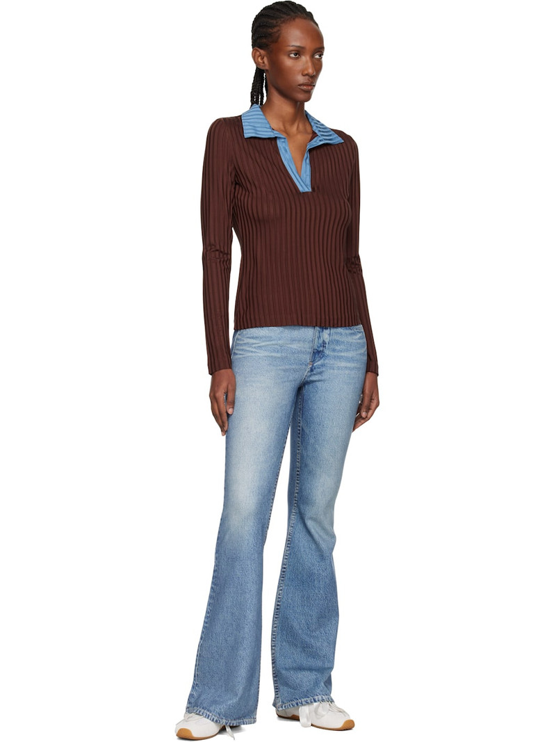 rag & bone Burgundy Natalia Colorblock Long Sleeve Polo outlook