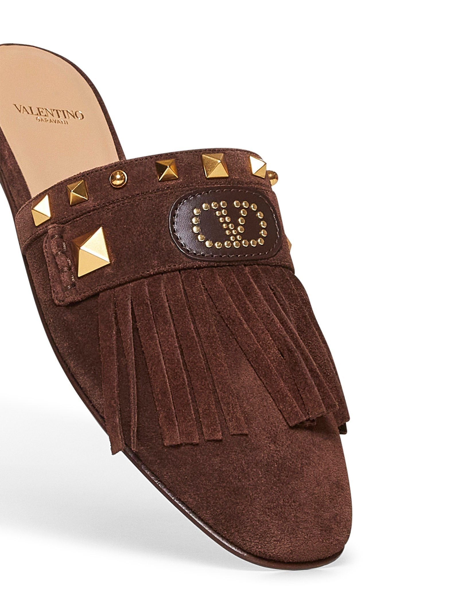 Valentino Garavani Women Brown Suede Plaster Caster Mules - 4
