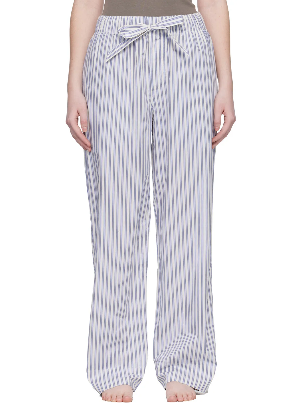 White & Blue Poplin Pyjama Pants - 1