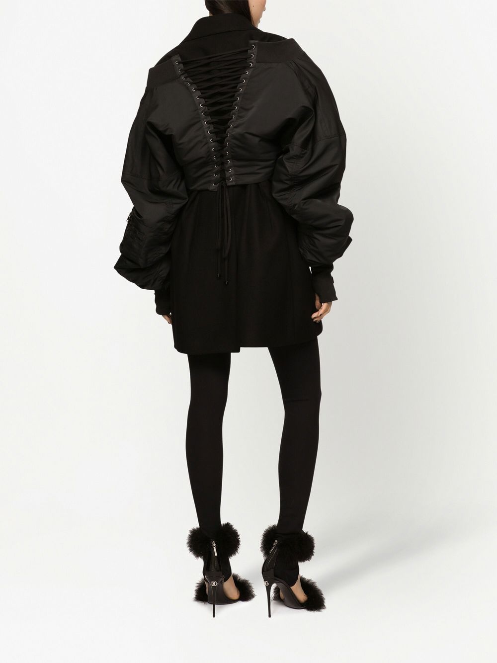 lace-up detailed bomber jacket - 4
