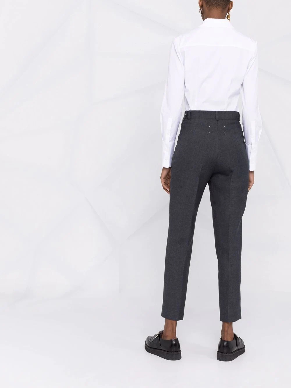 high-waisted slim-fit trousers - 6
