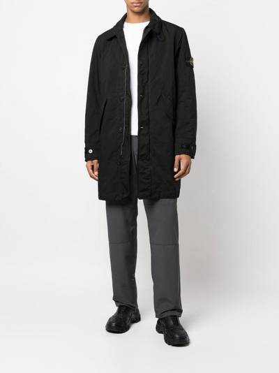 Stone Island logo-patch single-breasted coat outlook