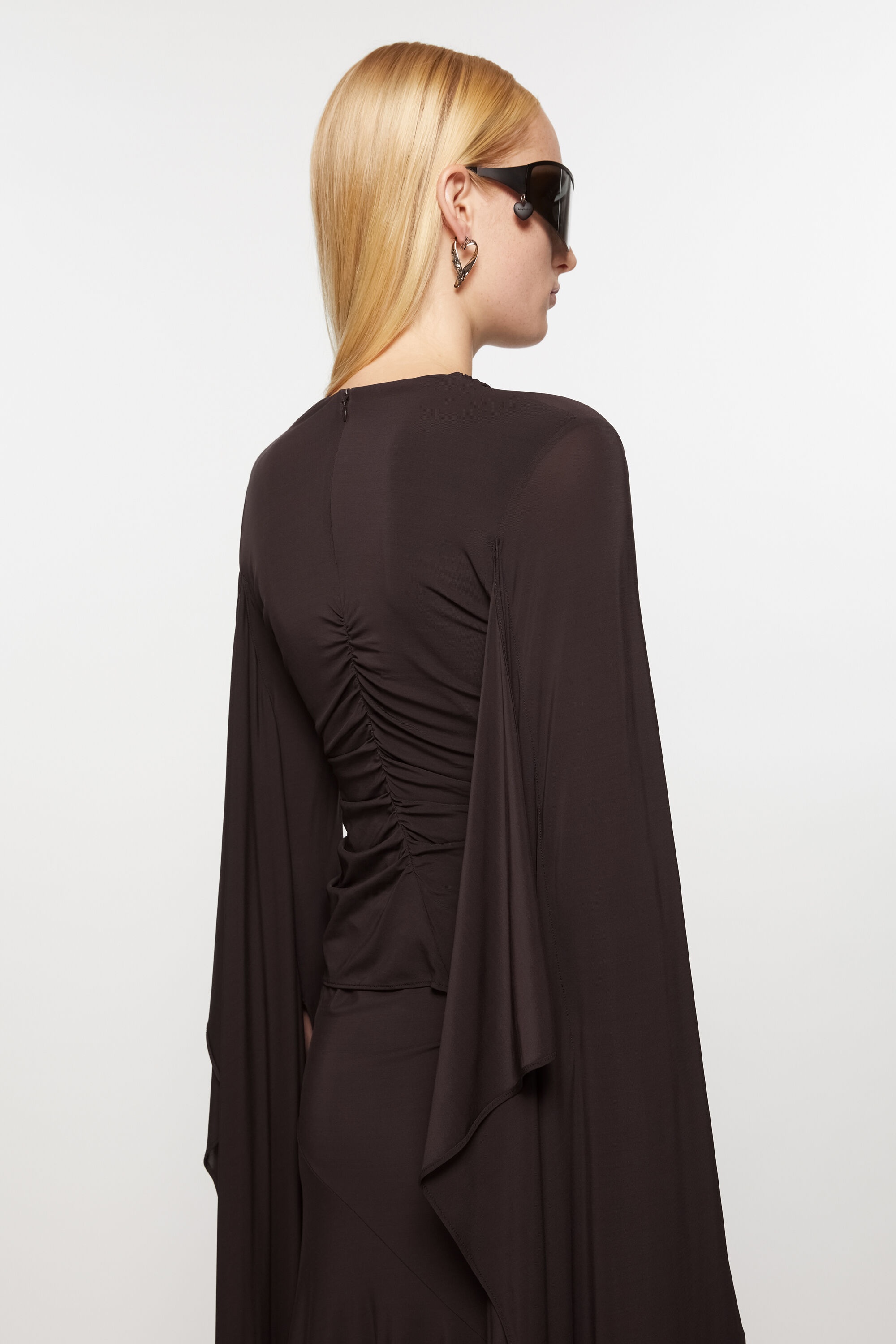 Asymmetric draped top - Chestnut brown - 3