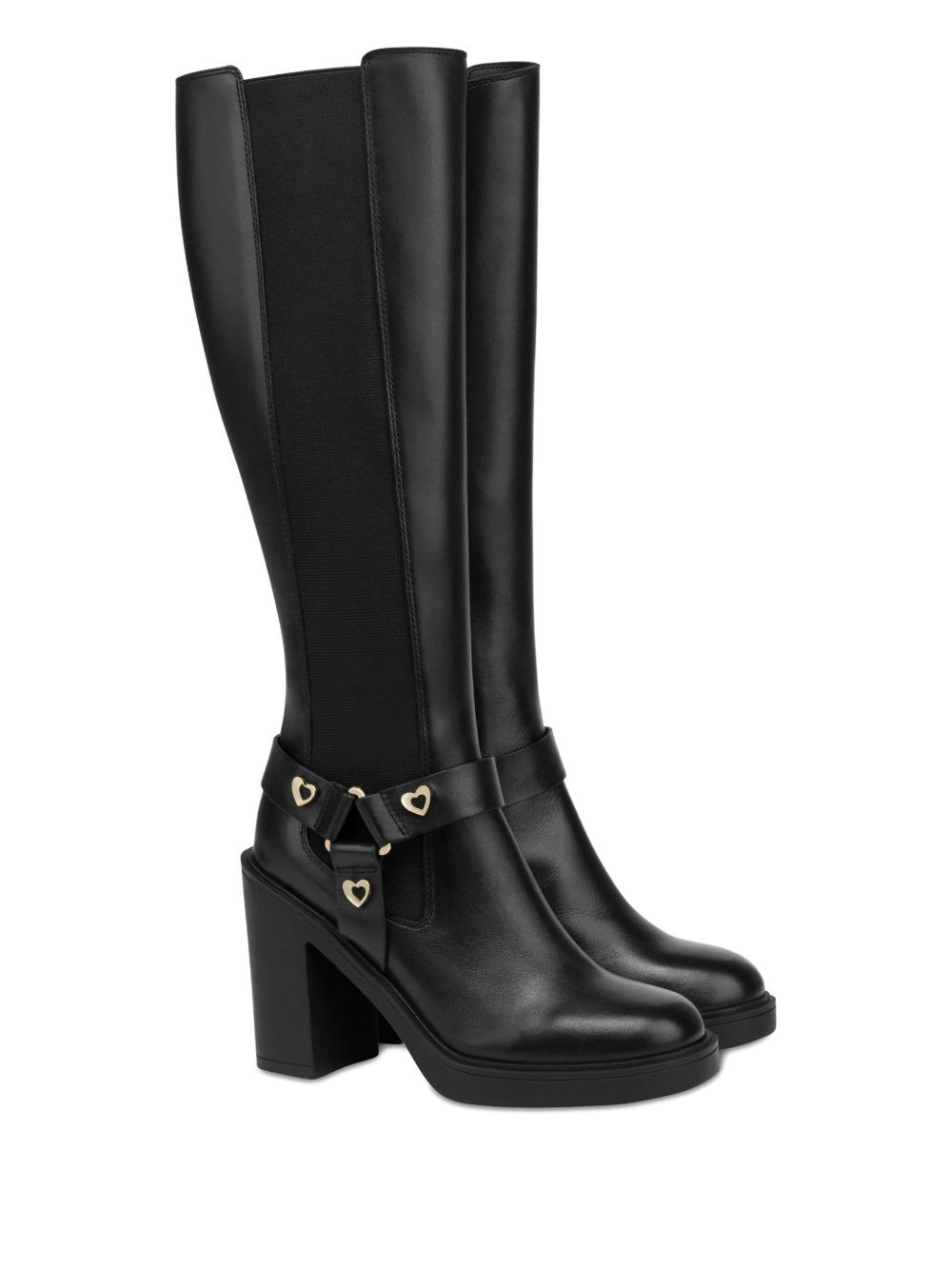 heart-buckle leather boots - 2