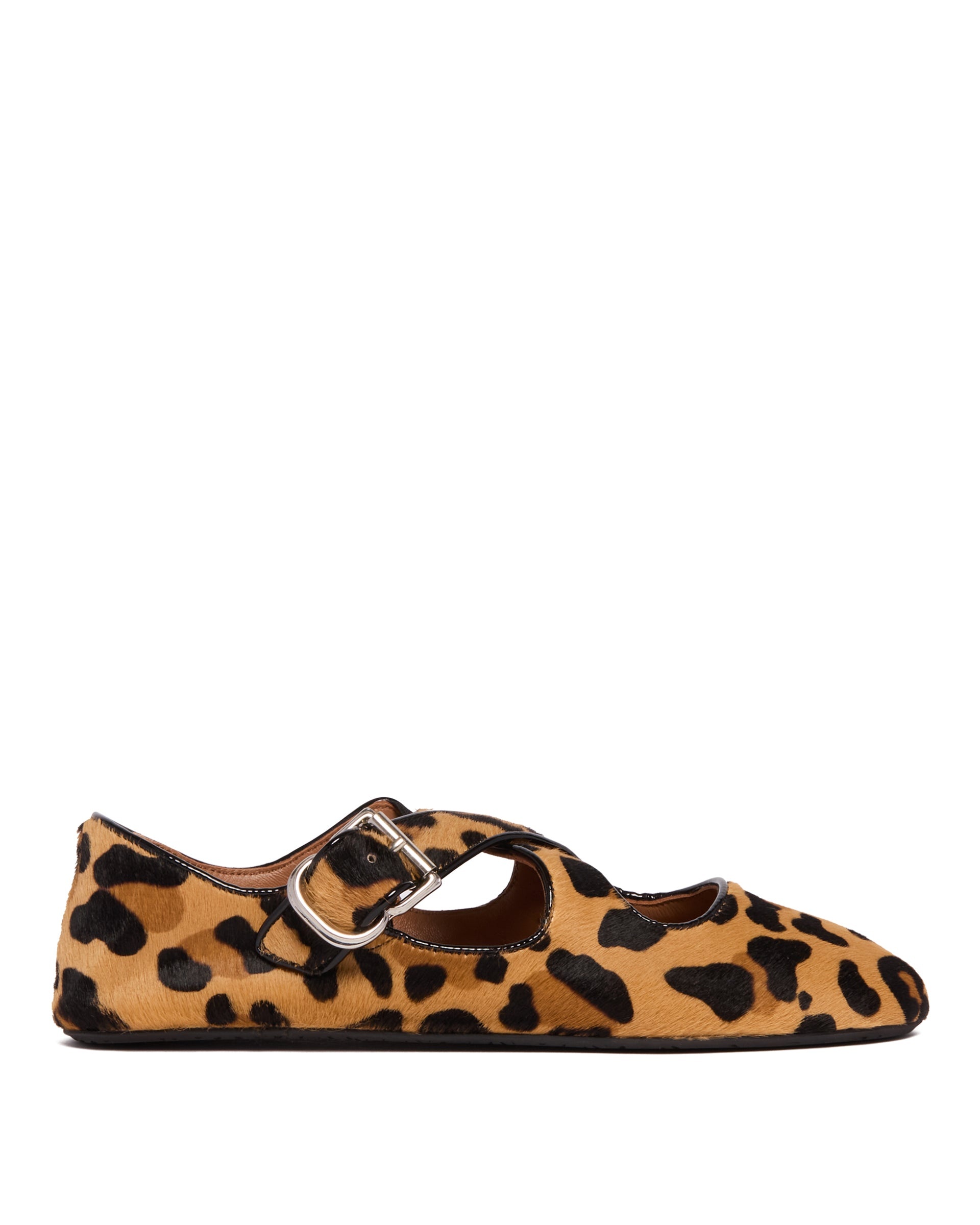 Multicolor Leopard Print Crossed Flat Ballerinas - 1