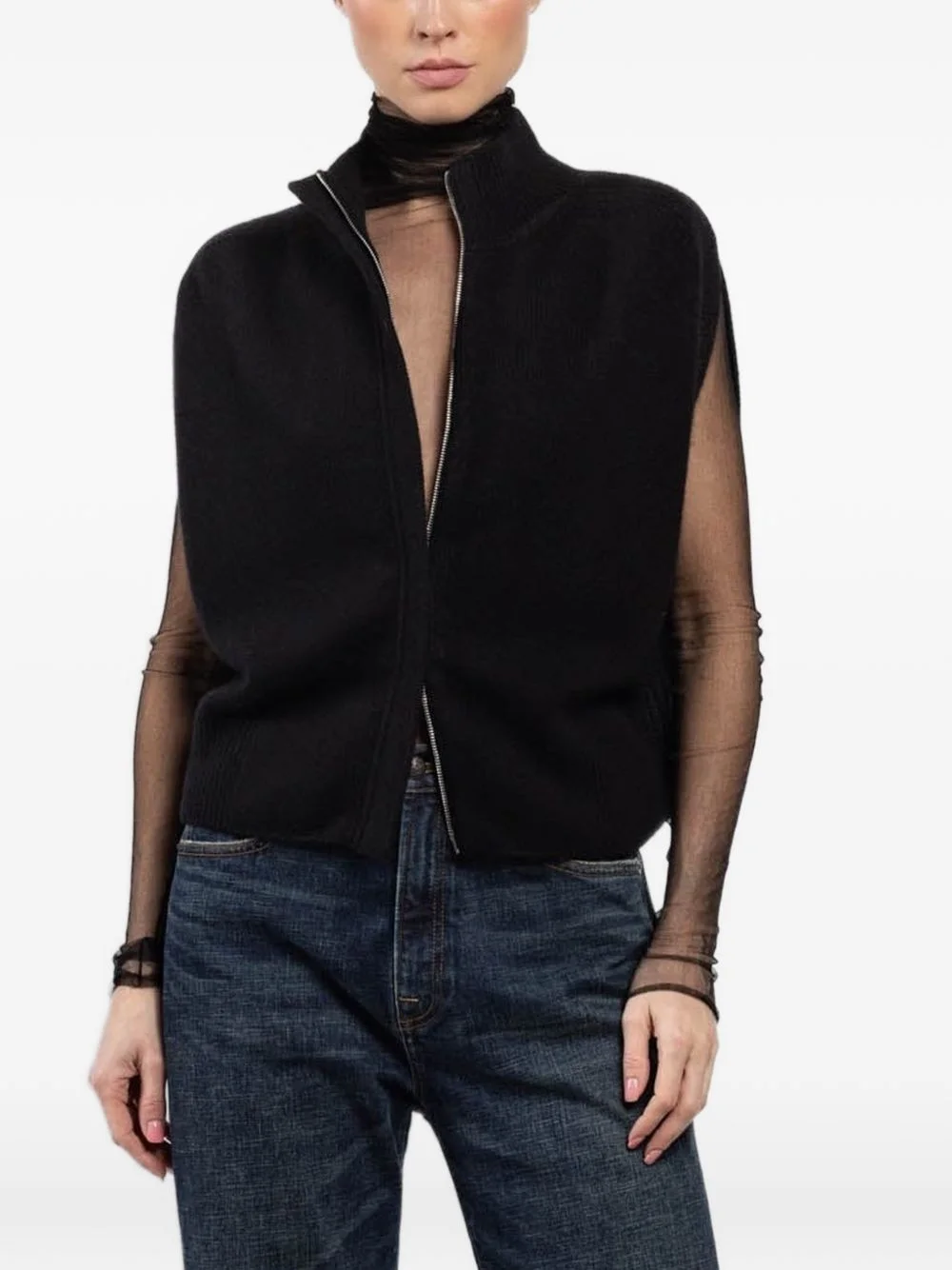 Matilda zip-up high-neck cardigan - 1