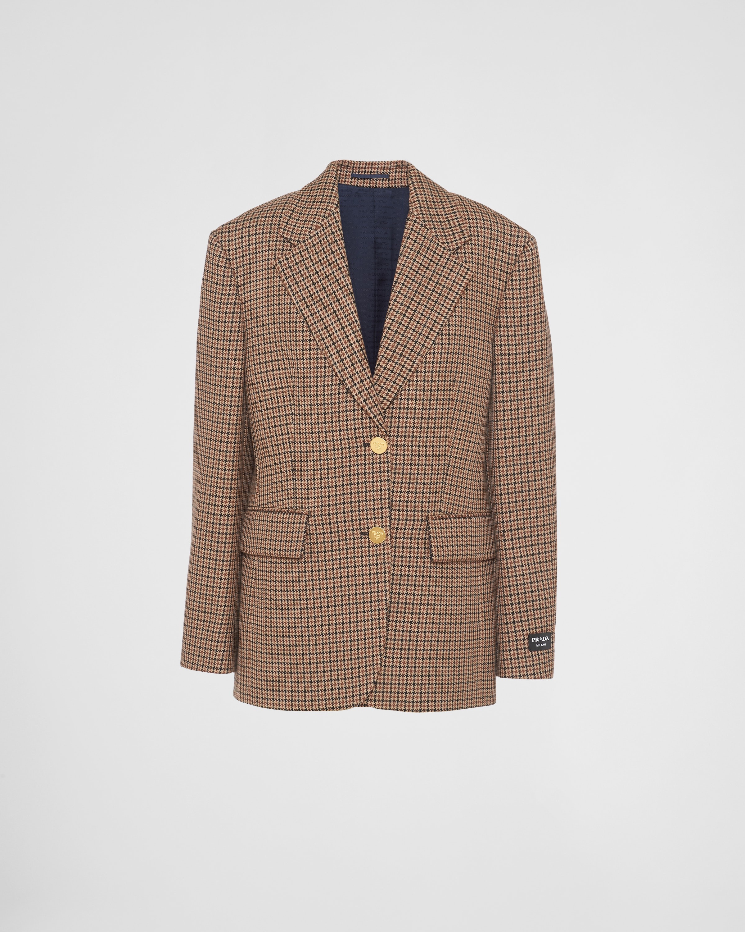 【プラダ・PRADA】Single-breasted houndstooth check jacket Prada Single-breasted houndstooth check jacket | REVERSIBLE