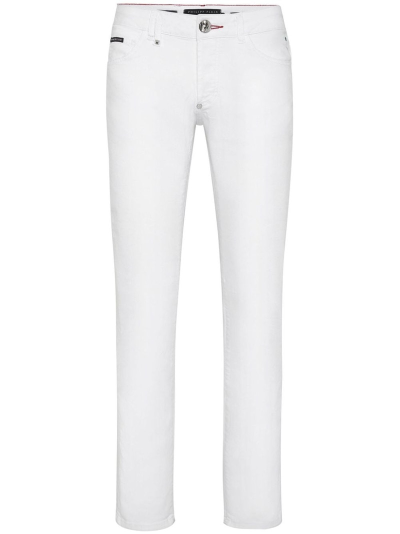 tiger-appliquÃ© straight-leg jeans 1